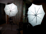 Normal black umbrella modified into a flash diffuser